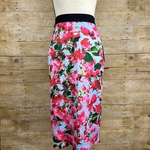 Milly for Design Nation Floral Scuba Pencil Skirt XS Blue Pink Stretch